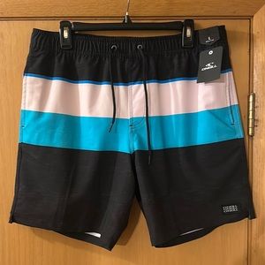 O’Neill Men’s Color Block Stripe Stretch Shorts Board Shorts New Size Large